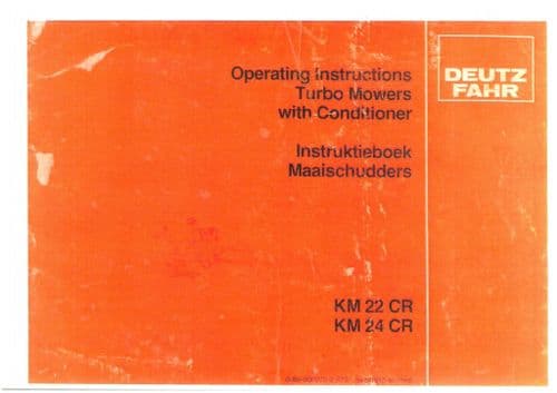 Deutz Fahr Turbo Mower KM22CR KM24CR Operators Manual - KM 22 24 CR