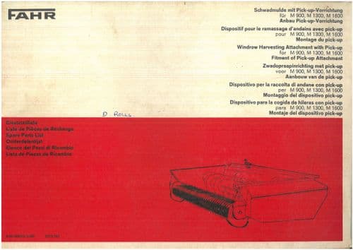 Deutz Fahr Windrow Attachment for Combine M900 M1300 M1600  Parts Manual
