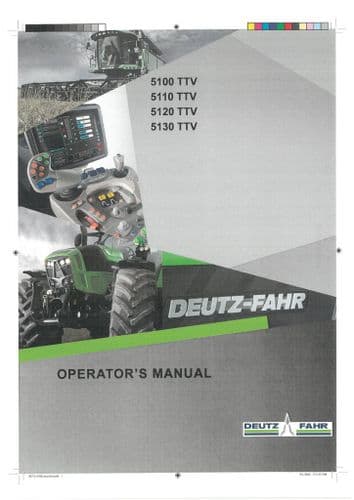 Deutz Tractor 5100TTV 5110TTV 5120TTV 5130TTV Operators Manual
