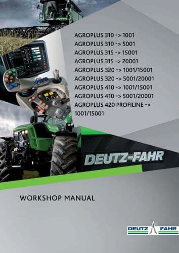 Deutz Tractor Agroplus 310 315 320 410 420 Profiline Workshop Repair Manual