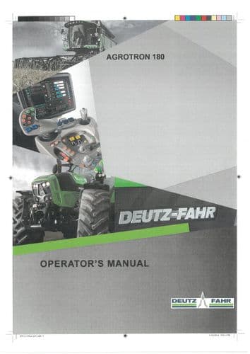 Deutz Tractor Agrotron 180 Operators Manual