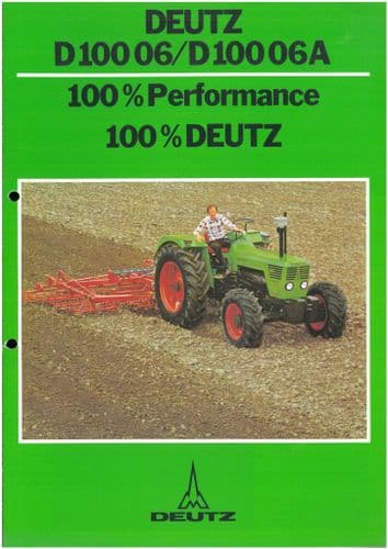 Deutz Tractor D10006 & D10006A Brochure - D100 06, 06A