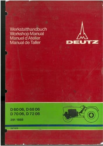 Deutz Tractor D60 06 D68 06 D70 06 D72 06 Chassis Workshop Manual