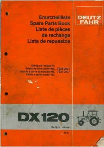 Deutz Tractor DX120 Parts Manual