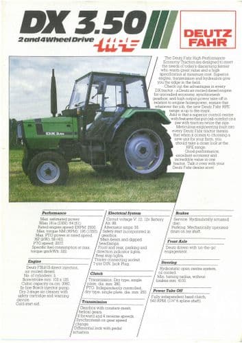 Deutz Tractor DX3.50 Brochure - DX 3.50