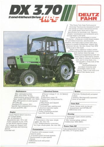 Deutz Tractor DX3.70 Brochure - DX 3.70