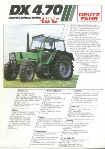 Deutz Tractor DX4.70 Brochure - DX 4.70