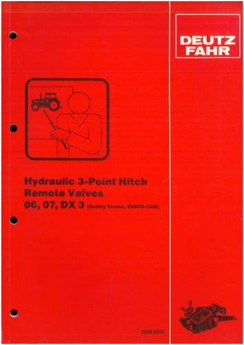 Deutz Tractor Hydraulic 3 Point Hitch Remote Valves 06 07 DX3 Service Training Manual