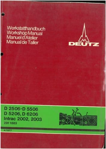 Deutz Tractor Power Train Transmission D2506 - D5506  D5206 D6206 Workshop Manual