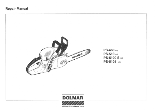 Dolmar Chainsaw PS-460 US, PS-510 US, PS-5100 S US, PS-5105 US  Workshop Service Manual