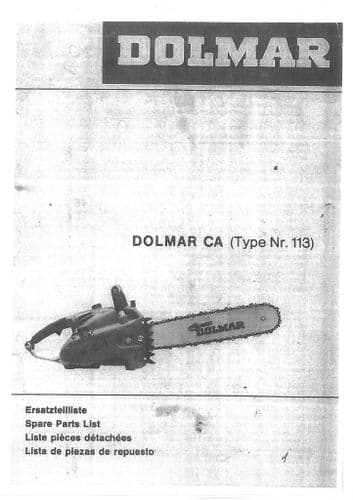 Dolmar Chainsaw Type CA Parts Manual