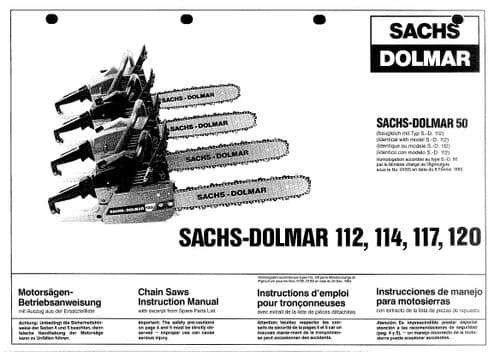 Dolmar Sachs Chainsaw 112 114 117 120 Operators Manual