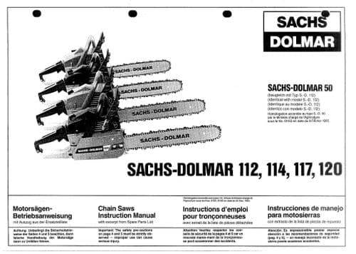 Dolmar Sachs Chainsaw 112 114 117 120 Operators Manual