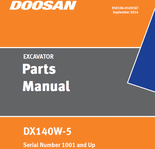 Doosan Daewoo Wheeled Excavator DX140W -5 Parts Manual