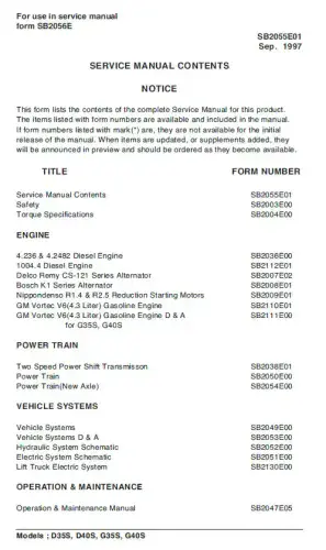 Doosan Diesel Engine D35S D40S G35S G40S Workshop Service Manual