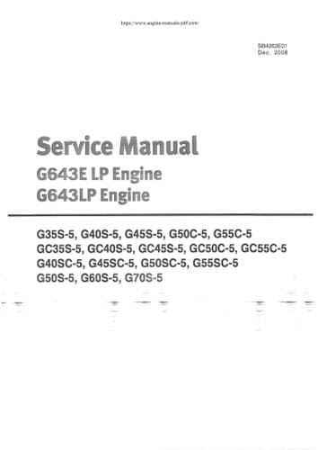 Doosan Diesel Engine G643ELP G643LP Workshop Service Manual