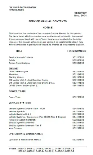 Doosan Diesel EngineD35S-2 D40S-2 D45S-2 D40SC-2 D45SC-2 D50SC-2 Workshop Service Manual