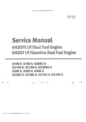Doosan Dual Fuel & Gasoline Engine 420FELP G420FLP Workshop Service Manual