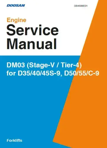 Doosan Engine  DM03 (Stage-V/Tier 4) For D 35/40/45S-9 &  D 50/55/C-9 Workshop Manual