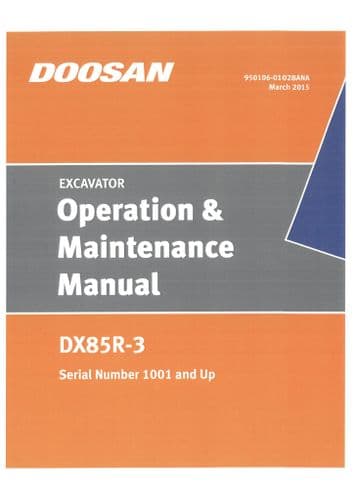 Doosan Excavator DX85R-3 Operators Manual