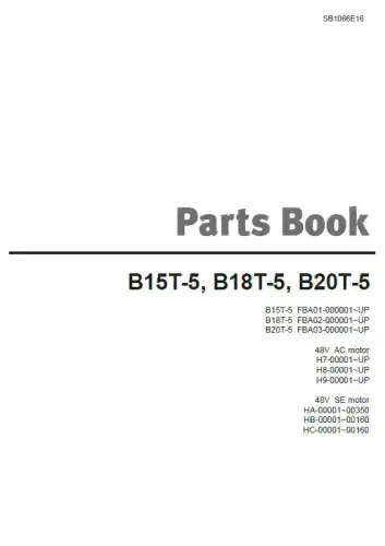Doosan Forklift B15T-5 B18T-5 B20T-5 Parts Manual