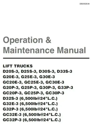 Doosan Forklift D20S-3 D25S-3 D30S-3 D33S-3 G20E-3 G25E-3 G30E-3 Operators Manual