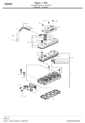 Doosan Forklift D50A-2 D60A-2 D70A-2 Parts Manual