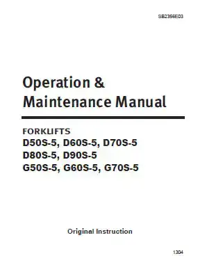 Doosan Forklift D50S-5 D60S-5 D70S-5 D80S-5 D90S-5 G50S-5 G60S-5 G70S-5 Operator's Manual
