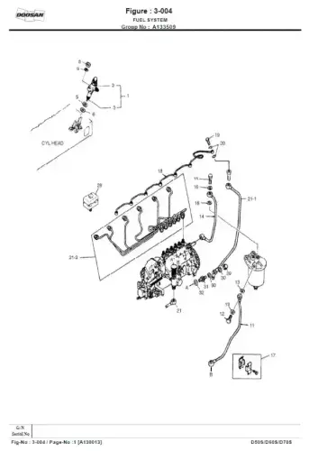 Doosan Forklift D50S D60S D70S Parts Manual