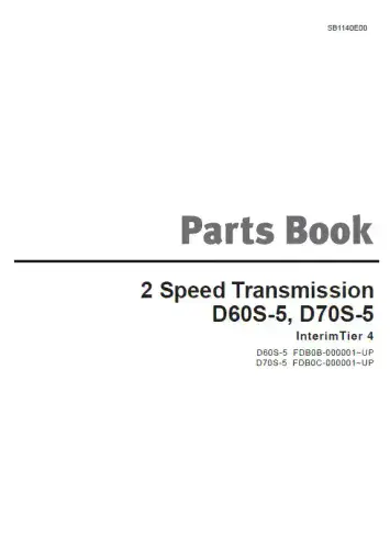 Doosan Forklift D60S-5 D70S-5 - 2 Speed Transmission Parts Manual