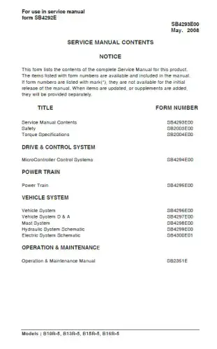 Doosan Forklift Diesel B10R-5 B13R-5 B15R-5 B16R-5  Workshop Service Manual