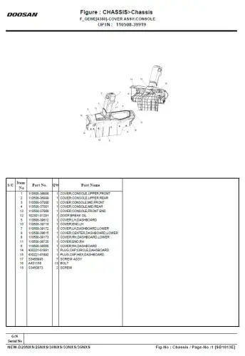 Doosan Forklift Diesel D20NXS/D25NXS/D30NXS/D33NXS/D35NXS Parts Manual