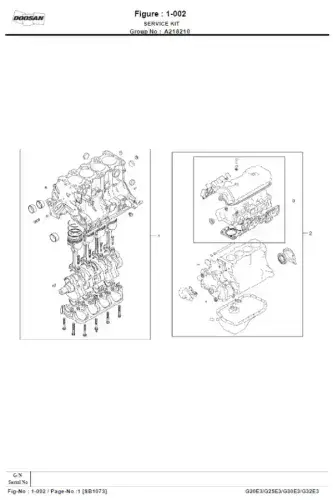 Doosan Forklift Diesel G20E-3 G25E-3 G30E-3 G32E-3 Parts Manual