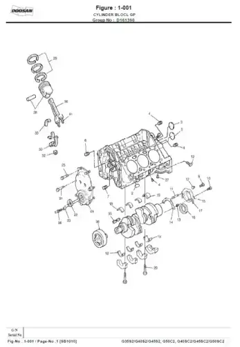 Doosan Forklift Diesel G35S-2 G40S-2 G45S-2 G50C-2 G40SC-2G45SC-2 G50SC-2 Parts Manual