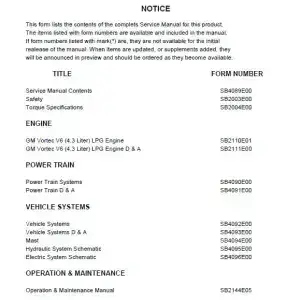 Doosan Forklift Diesel G50S-2 G60S-2 G70S-2 Workshop Service Manual