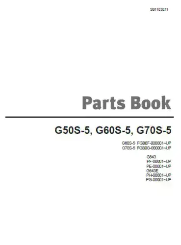 Doosan Forklift Diesel G50S-5 G60S-5 G70S-5 Parts Manual