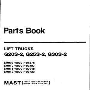 Doosan Forklift G20S-2 G25S-2 G30S-2 Parts Manual