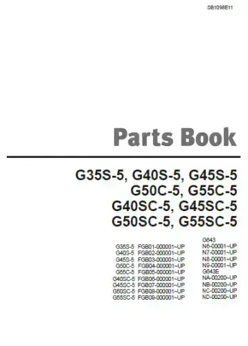 Doosan Forklift G35S-5 G40S-5 G45S-5 G50C-5 G55C-5 G40SC-5 G45SC-5 G50SC-5 G55SC-5 Parts Manual