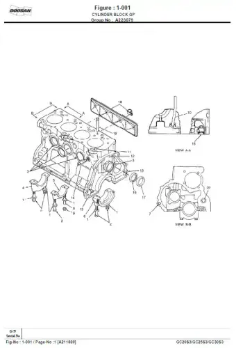Doosan Forklift GC20S-3 GC25S-3 GC30S-3 Parts Manual