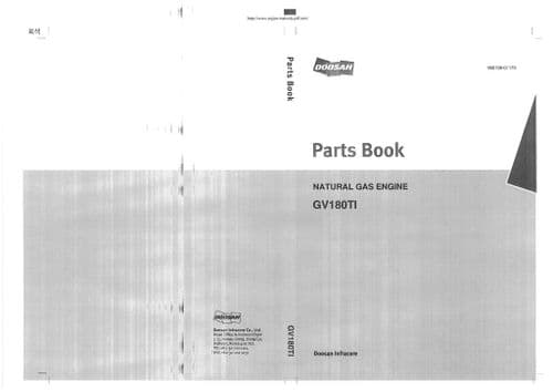 Doosan Natural Gas Engine GV180TI Parts Manual