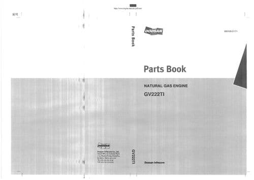 Doosan Natural Gas Engine GV222TI Parts Manual