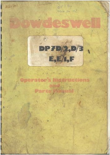 Dowdeswell DP7D/2,D/3,E,E/1,F Plough Operators Manual with Parts List - ORIGINAL