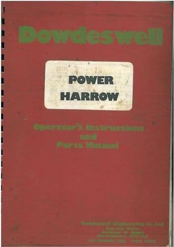 Dowdeswell Power Harrow - PH300 PH350 PH400 Operators Manual with Parts List