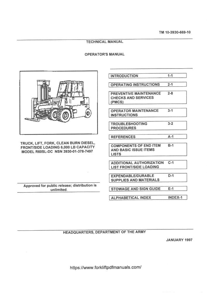 Drexel Forklift Truck R60SL Operator s Manual