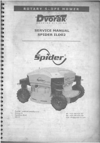 Dvorak Rotary Slope Mower Spider Workshop Service Manual - ORIGINAL