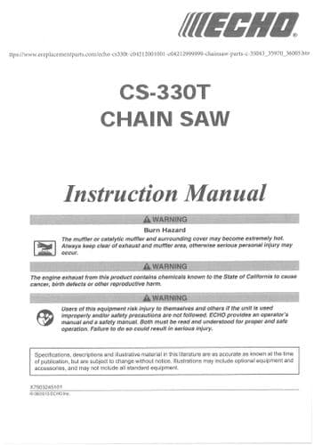 Echo Chainsaw CS-330T Operators Manual