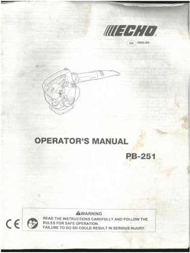 Echo Petrol Leaf Blower PB251 Operators Manual