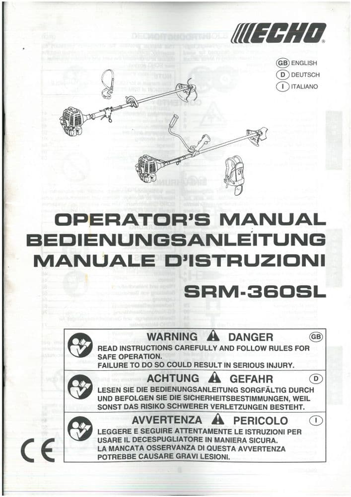 Echo Strimmer SRM360SL Operators Manual
