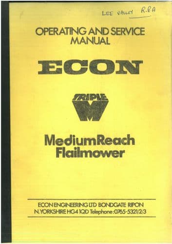 Econ Medium Reach Flail Mower Hedge Trimmer Triple M Operators Manual and Parts List