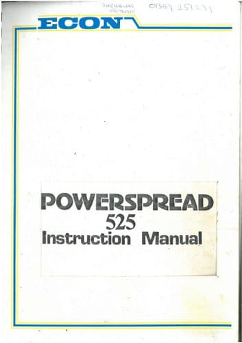 Econ Powerspread Manure Spreader 525 Operators Manual and Parts List